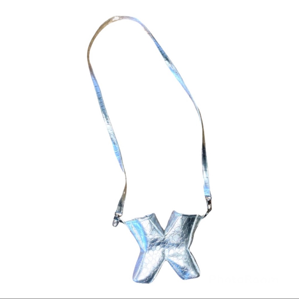 XAHV X mini silver snakeskin bag